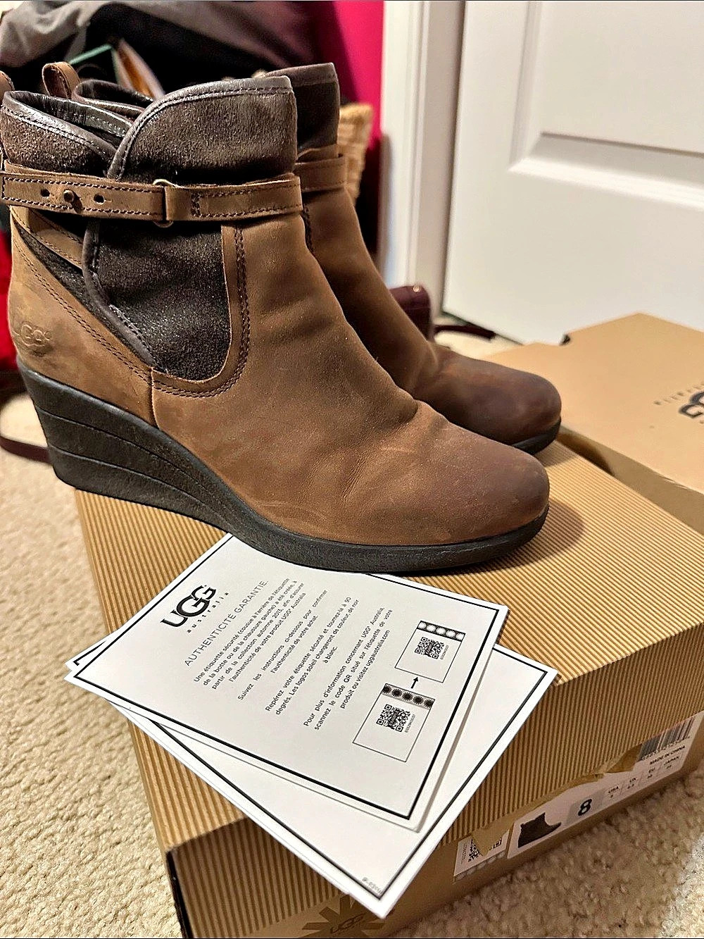 UGG W Emalie Wedge Boot Wedge Boots Brown US 8